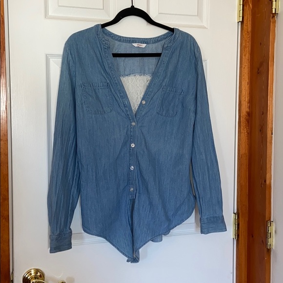 Candie’s - Denim Lace Long Sleeve Adjustable Shirt - Picture 6 of 10